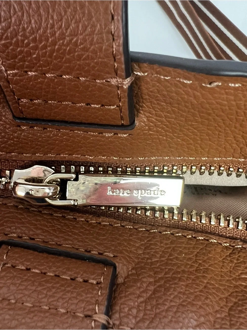 Kate spade New York Rosie Satchel Handbag Pebbled Leather Warm Gingerbread